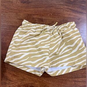 Kids Zebra-Print Yellow Drawstring Swim trunks